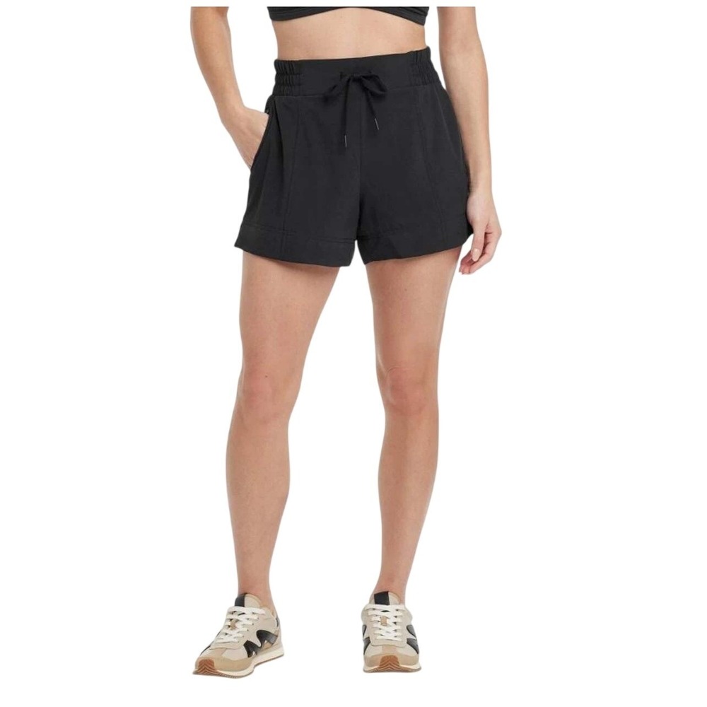 All in Motion Women's Black Woven Mid Rise Athletic Shorts Size XL